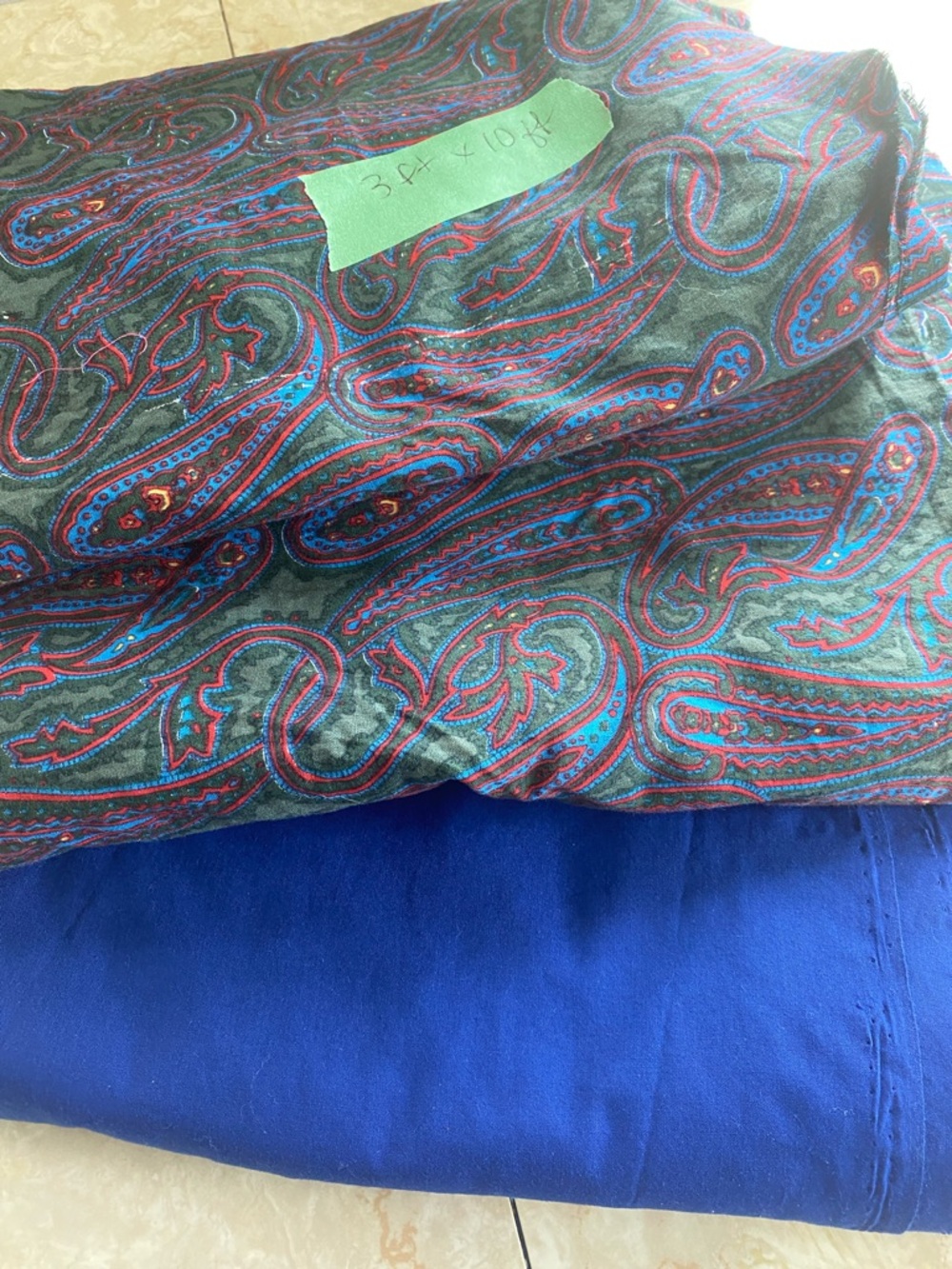 Blue and Multicolor Paisley Fabric - Unbranded